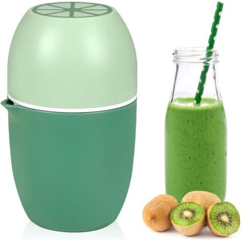 BUNTHAUS Presse-agrumes manuel en forme de citron, presse-citron avec récipient, coloris vert, 450 ml (1/5)