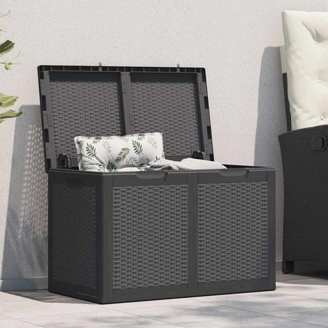 vidaXL Caja de almacenaje para jardín 180 L PP ratán negra (1/5)
