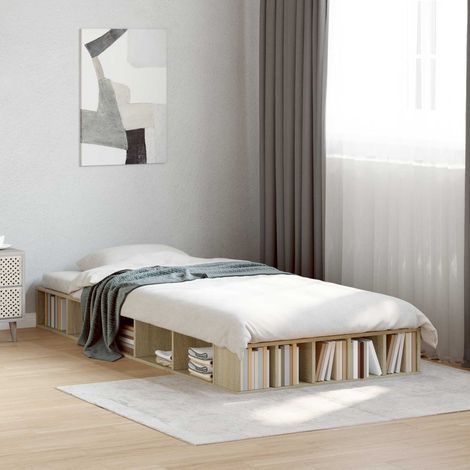 Cadre de lit avec rangement 80 x 200 cm en bois d’ingénierie, chêne Sonoma - PANGIVO (1/5)