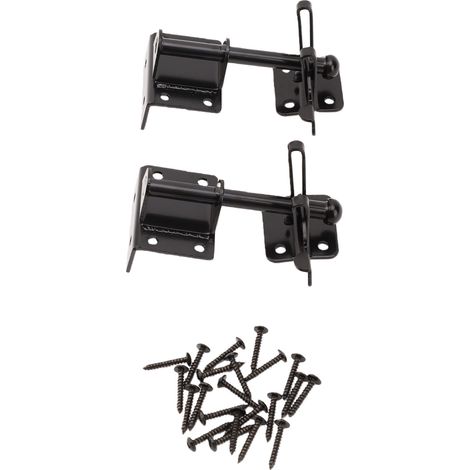 Lot de 2 loquets de portail autobloquants en acier au carbone à levier par gravité pour clôture, porte extérieure en bois et jardin (1/4)