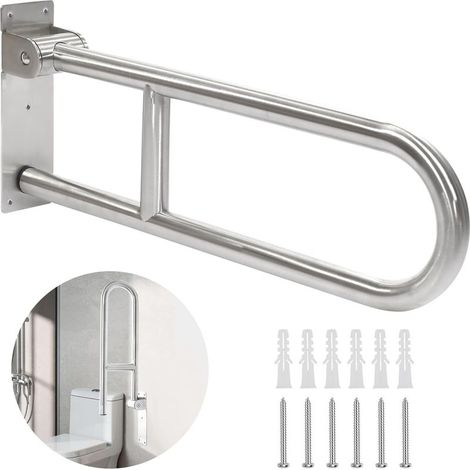 Barra de apoyo plegable para inodoro de 60 cm, barra de apoyo para inodoro con capacidad de 200 kg para personas con discapacidad, barra de apoyo de acero inoxidable para baño para personas con discap (1/5)