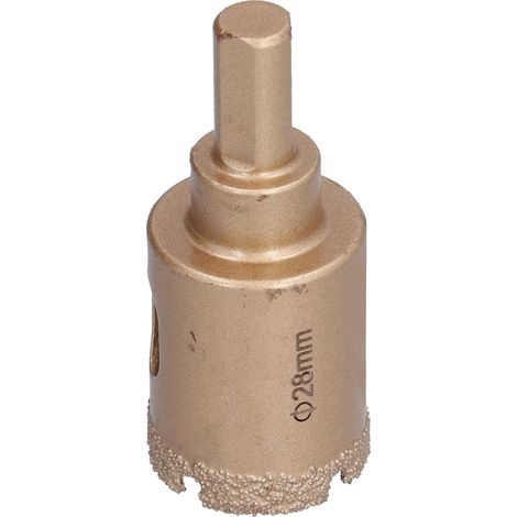 Foret diamanté brasé de 28 mm pour perçage du verre, de la céramique, du marbre et de la pierre.