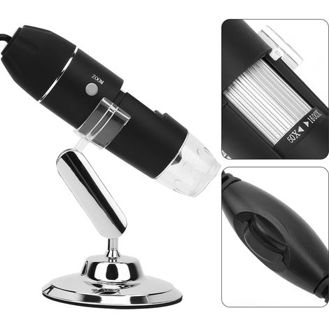 Microscope LED X4 1600X, caméra pour microscope numérique, microscope HD portable avec support (1/5)