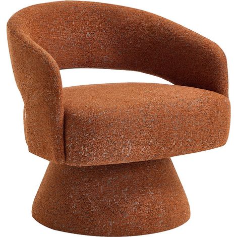 Poltrona girevole in tessuto ciniglia terracotta - FEDOTE