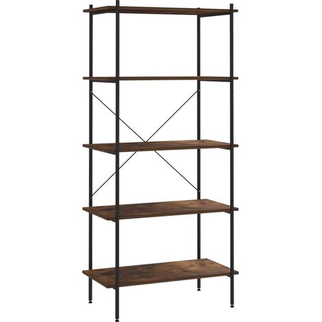 vidaXL Scaffale con 5 Mensole Nero e Naturale 80x40x163 cm