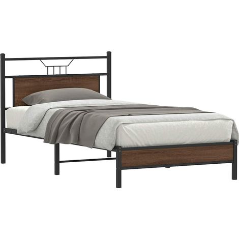 Bettgestell ohne Matratze Braun Eiche 100x190 cm Holzwerkstoff