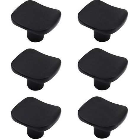 6 Pièces Boutons De Placard Carrés Noirs ,Moderne, Trou Unique, En Alliage De Zinc - Pour Armoire, Tiroirs Et Meubles (1/5)