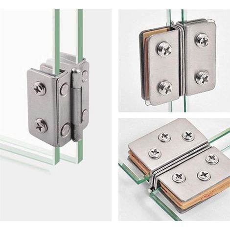 Cerniere per porta in vetro in acciaio inox a 2 pezzi, angolo di apertura di 270°, per vetro di spessore 8-10 mm (1/5)