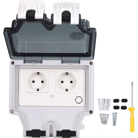 GARRYFIZH Prise de courant étanche extérieure IP66 étanche à la pluie murale électrique Wifi prise intelligente Type 86 16A prise UE 110‑250V SNW-2SR