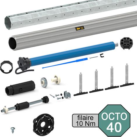 Slid'Up By Mantion – Kit motorisation volet roulant 20 kg – Tube octogonal Ø 40 mm – Moteur filaire 10 Nm – Réglage manuel des fins de course