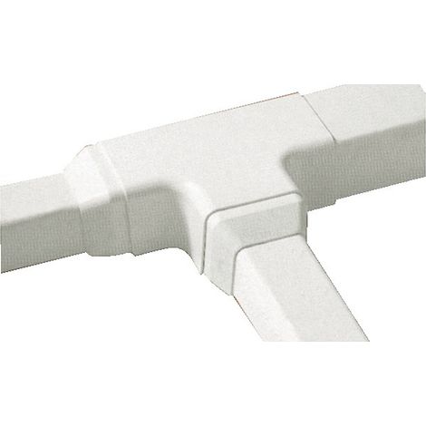 Mc Distribution – Raccord en T goulotte 80x60 – Blanc 9003 – Pour installations PAC air – Résistant aux chocs – Conçu pour espaces confinés