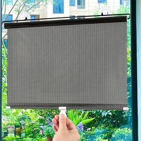 40x60cm Schwarz Sonnenschutz Rollos mit Saugnäpfen Temporäre Jalousien Verdunklungsrollo Ohne Bohren Lichtdurchlässig Heat-Insulating Fenster verdunkelung für Wohnzimmer/Büro/Badezimmer (1/5)