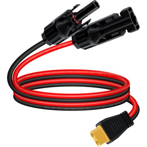 Cable Solaire XT60 12AWG Connecteur Solaire vers XT60 Convient aux Stations D'alimentation Portables, Camping Cars, Batteries Lithium Polymère (3 m/10 ft) (1/5)