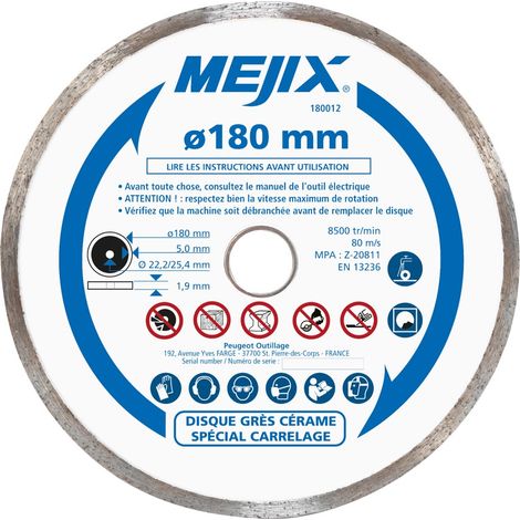 Disque Gres Cerame 180mm Br 25 4/22 2mm (1/2)