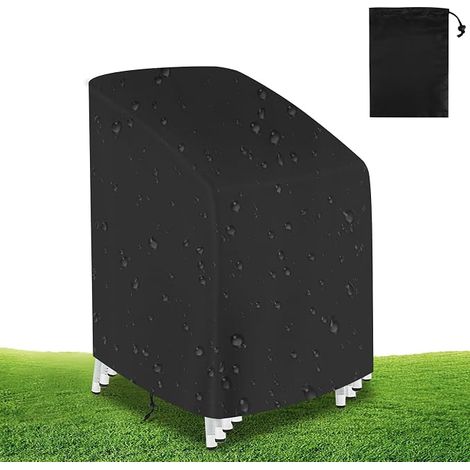 Stackable Garden Chair Covers Outdoor Garden Chair Cover 210D Waterproof Anti-UV Cold Resistant Black (1/5)
