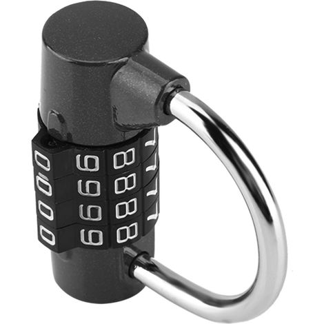 Cadenas à combinaison à 4 chiffres pour voyage, valise, casier de salle de sport, sécurité, noir