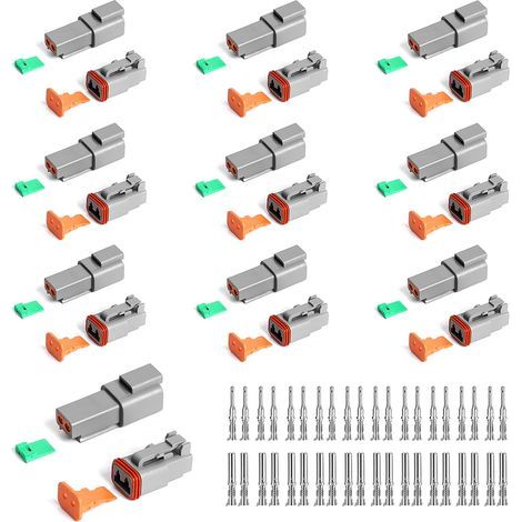 Connecteur Étanche à 2 Broche,10 Sets Ensembles Connecteur Imperméable,Connecteurs DT 22-18AWG,Seal Connecteurs pour Moto/Voiture/Scooter/Camion/Bateau (1/5)