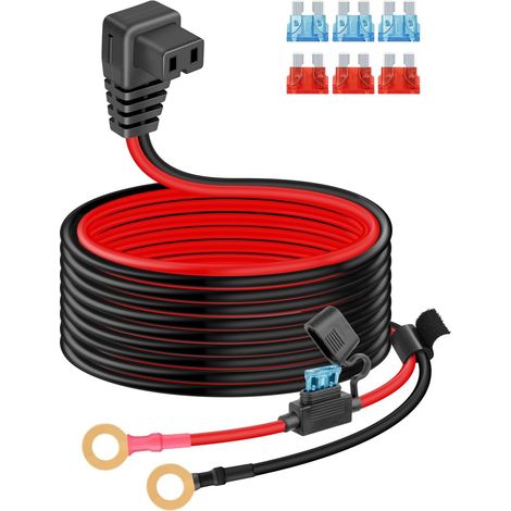 14 AWG 12V Câble réfrigérateur à borne O-Ring, fusible 15A/10A pour frigos Portables/glacières Camping (3 mètres/10 Pieds) (1/5)