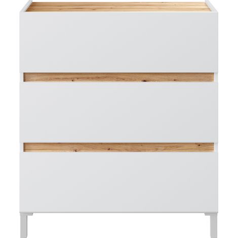 Cómoda Tempus Estilo Nórdico color Roble Nodi y Blanco Artik 79x91x41 cm (1/5)