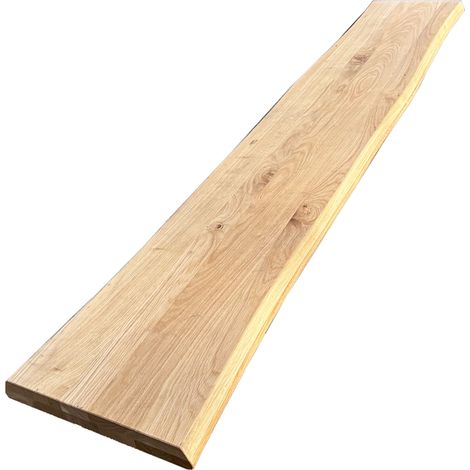 Plateau banc Chêne Pré-huilé Bords Naturels, L.200 cm x l.35 cm, Ep. 40 mm (1/5)