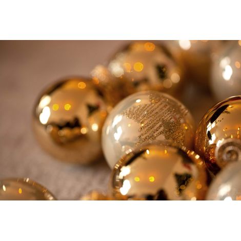 Lot de 20 Boules de Noël en Verre pour Sapin de Noël - Diamètre 5,7 cm - Marron/argenté/doré (1/4)