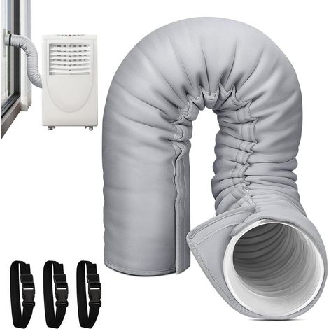 Isolation pour climatisation, film isolant portable pour conduits avec 3 sangles réglables, tuyaux d'évacuation à économie d'énergie, diamètres de 5 et 5,9 pouces, piscine (1/5)