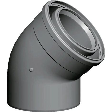 Wolf Curva di scarico fumi DN110/160 concentrica 2 pezzi, 45 Gradi, in PP, 2651545