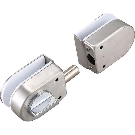 Serrure de porte vitrée en acier inoxydable, 138a, sans perçage, pour porte vitrée double sans cadre.-AquaForge
