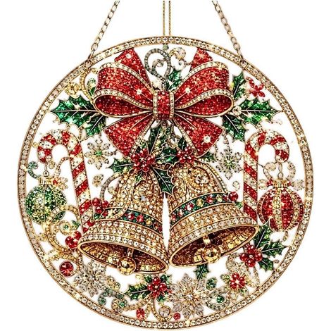 GKit de décoration de Noël en perles et diamants, attrape-soleil, ornement suspendu en acrylique de 20 cm, kit de loisirs créatifs pour adultes et débutants, cadeau idéal pour décorer une fenêtre ou v (1/5)