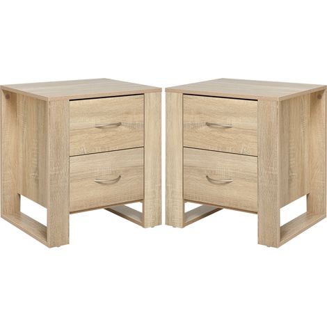 HOMCOM conjunto de 2 mesitas de noche mesillas de noche con cajones y estilo moderno mesas auxiliares para dormitorio salón 48x39x54 cm (1/5)