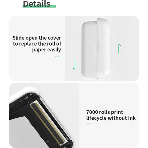 Mini imprimante thermique de poche tout-en-un sans fil BT, étiquette photo, mémo, papier de reçu, fonction AR avec câble USB, prise en charge pour smartphone Android iOS Windows (1/5)