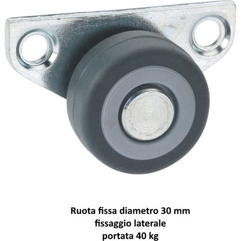 RUOTA FISSA IN TPE DIAMETRO 30 MM PORTATA 40 KG CON PIASTRA FISSAGGIO LATERALE