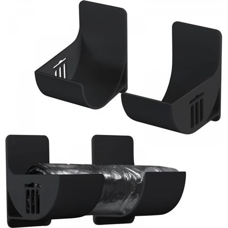 Lot de 4 petits supports de sacs poubelles de 6,35 cm, distributeur de sacs poubelles en plastique, organisateur pour armoires de cuisine(noir) (1/5)
