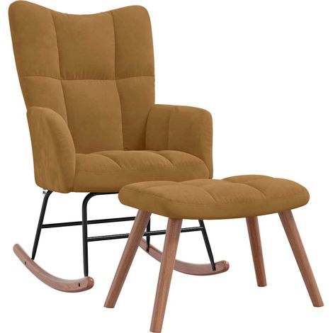 Maison Exclusive - Schaukelstuhl mit Hocker Brauner Samt