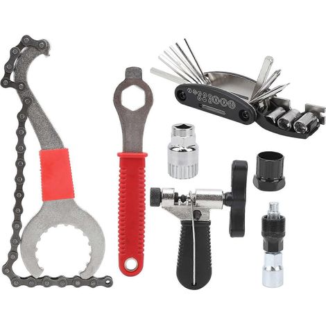 Kit d'outils multifonctionnels pour chaîne de vélo (7 pièces) - Kit de réparation pour VTT