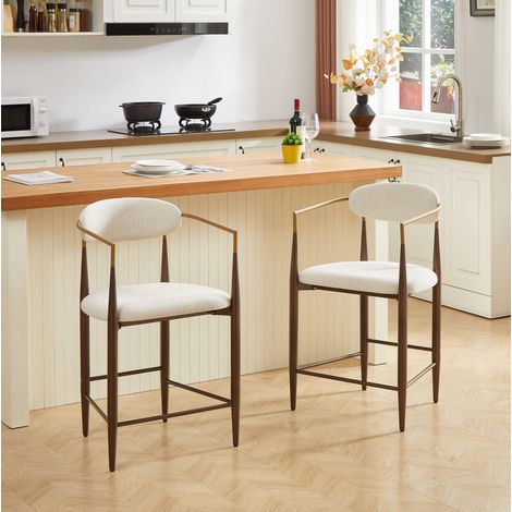 Set di 2 sgabelli da bar 55x59x94 cm in tessuto beige con braccioli – MEUBLIV (1/5)