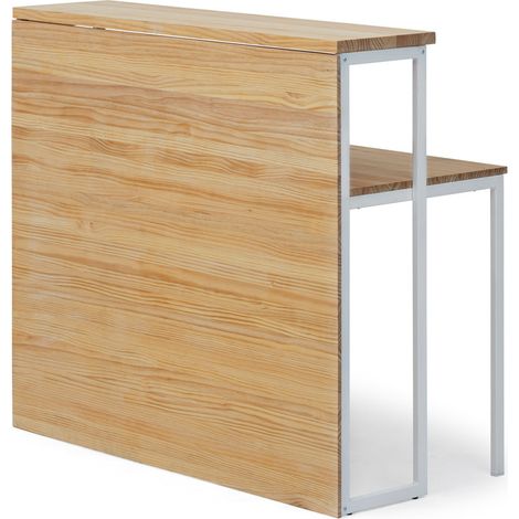 Mostrador iCub con mesa 60x120x110cm Blanco en madera maciza de pino acabado natural estilo nórdico industrial Box Furniture (1/5)