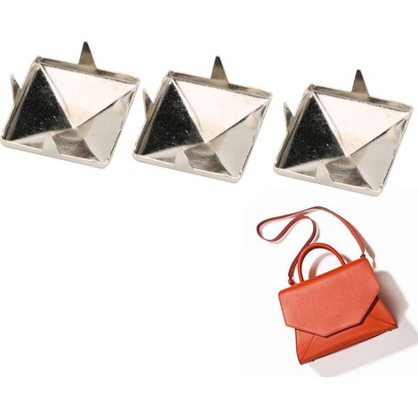 Lot de 100 rivets carrés de 10 à 15 mm pour vêtements, chaussures, sacs et accessoires. Rivets carrés à griffes en cuivre multi-spécifications, perles carrées à quatre griffes, rivets carrés décoratif