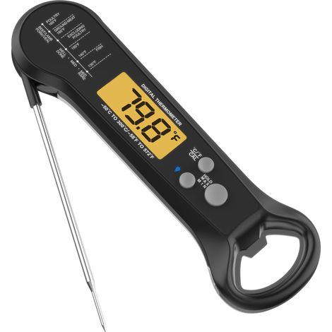 Thermomètre à viande numérique, thermomètre à lecture rapide pour la cuisson au gril et à la poêle, avec ouvre-bouteille, rétroéclairage et graduations pour les aliments.-AquaForge (1/5)