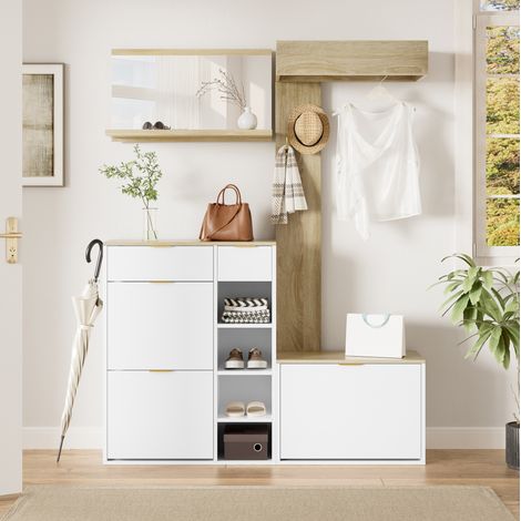 Flurgarderoben-Set mit Schuhschrank 130x30x174 cm OKMYHOME
