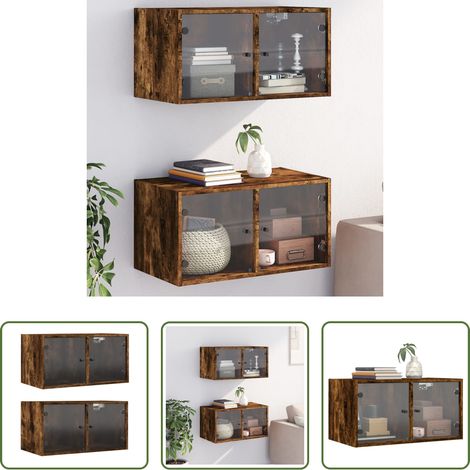 vidaXL Armoires vitrées - Armoires murales et portes vitrées 2pcs chêne fumé 68,5x37x35cm (1/5)