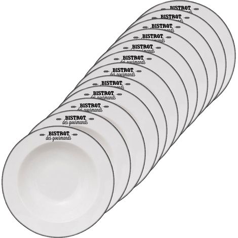 Lot de 12 assiettes à pâtes "Bistrot des gourmands" (1/3)