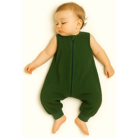 Sacco nanna in mussola per bambini con gambe L 9-24 mesi estate TOG 1.0 - verde bosco (1/5)