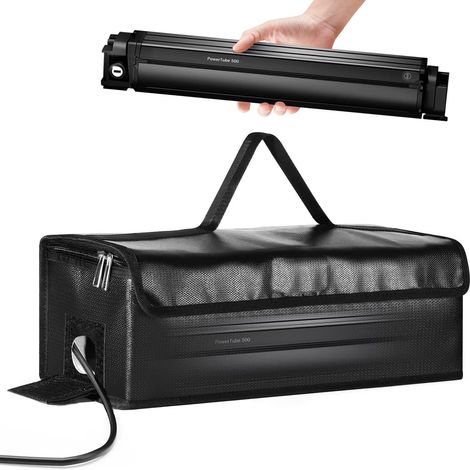 Ebike Housse de batterie ignifuge jusqu'à 1250 °C, étanche et anti-explosion avec trous de passage de câbles et fermeture Velcro à l'intérieur, pour stockage, transport, charge (1/5)