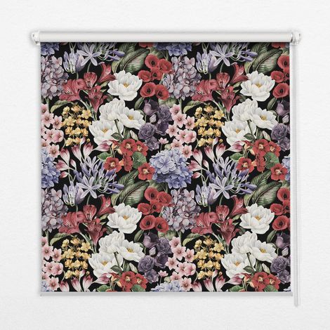Innenrollo Fensterrollo - Rollo ohne Bohren - Sichtschutzrollo - Lichtdurchlässiges Rollo - Rechteckiges - Rollo - (90 cm x 140 cm) - Bunte Blumen (1/5)