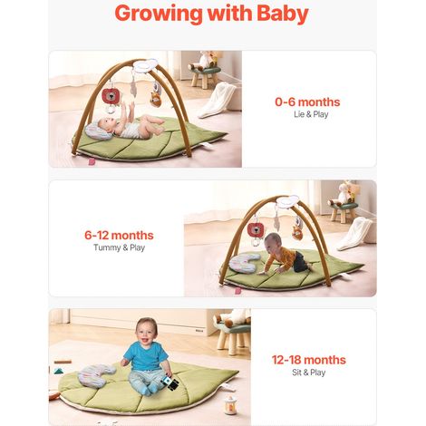 Tapis d'Éveil Bébé, 1090 x 850 mm, Tapis de Jeu d'Activité en Forme de Feuille, avec Jouets Sensoriels, Bon Développement Sensoriel… (1/5)