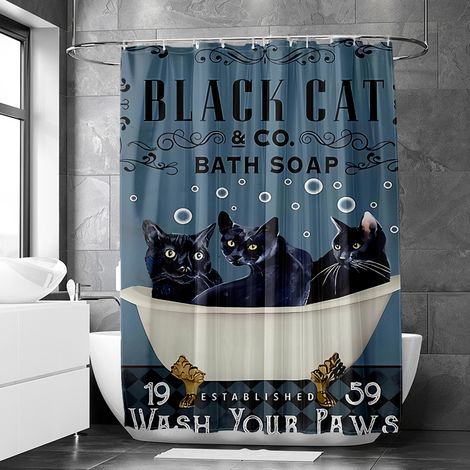 Rideau de douche motif animaux rétro baignoire aquarelle, polyester imperméable, 90x180 cm (1/5)