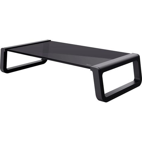 Support de Moniteur en Verre Trempé 41 x 22 x 10 cm, Noir Support Écran PC, Réhausseur d'Écran Bureau Ergonomique, Organisateur de Table pour Ordinateur Portable Mac Travail (1/3)