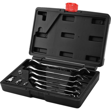 clé à cliquetJeu de 10 cliquets Chrome Vanadium pour maintenance DIY – Embouts 8/10/13/14/17/19mm + 4 adaptateurs (1/4, 3/8, 1/2") – Outillage pour véhicule, électronique et usage domestique (1/5)