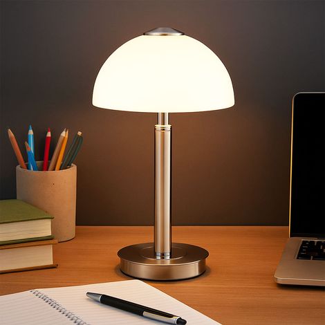 Lampada da tavolo LED touch dimmer lampada da tavolo dimmerabile lampada da soggiorno vetro cromato, metallo, 7W 255Lm bianco caldo, DxH 18x31,5 cm